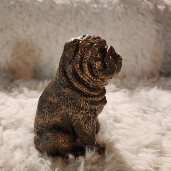 Vintage Bronze Bulldog Figurine Door Stop Paperweight Animals - Picture 4 of 7